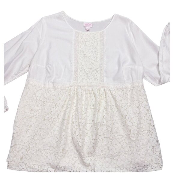 Isabel Maternity Babydoll Ecru Lace Long Sleeve Blouse Women's Sz XL - Picture 5 of 7